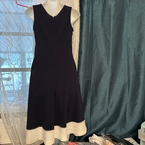 Talbots Navy and Cream Midi Dress